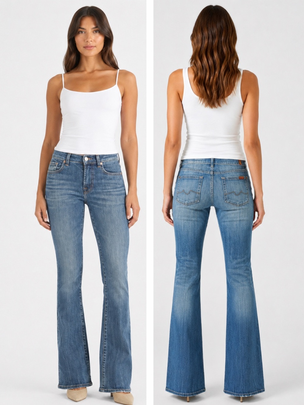 7 For All Mankind Boycut Women's Straight Jeans in Medium Blue Wash